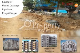 Laying of under Drainage Pipelines near Residential Apartments at Pragathi Nagar