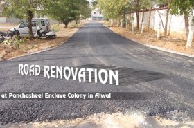 Road Renovation is in process near houses at Panchasheel Enclave colony in Alwal