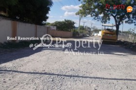Road Renovation work near houses in Gundlapochampally