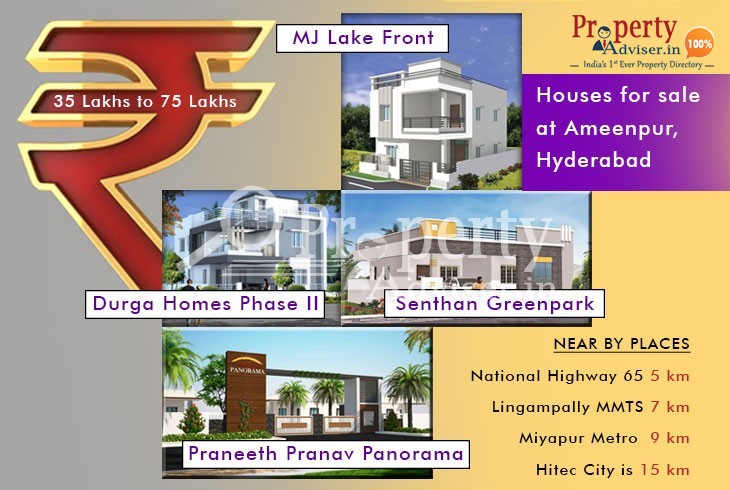 35 lakhs to 75 lakhs houses for sale at Ameenpur, Hyderabad 