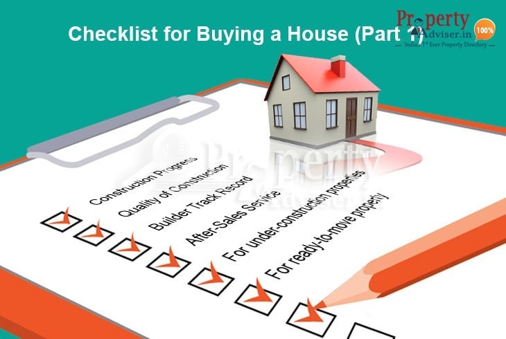 Checklist for Buying a House part one