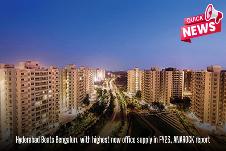 Hyderabad beats Bengaluru with the highest new office supply in FY23, said an Anarock report.     