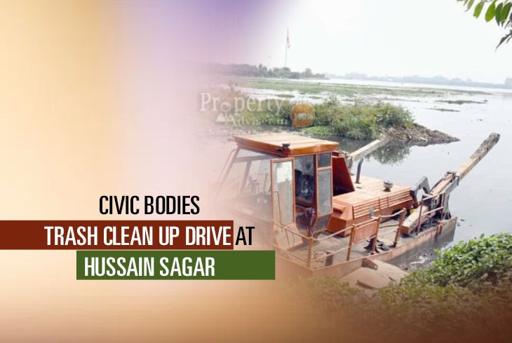 Sanitation Works at Hyderabad’s Hussain Sagar by Civic Bodies