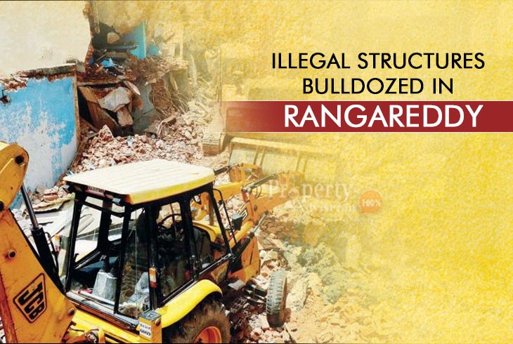 Unauthorized Structures in Rangareddy Razed By Revenue Authorities
