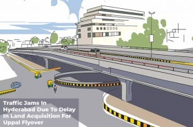  Construction of Uppal flyover  jams traffic in Hyderabad 
